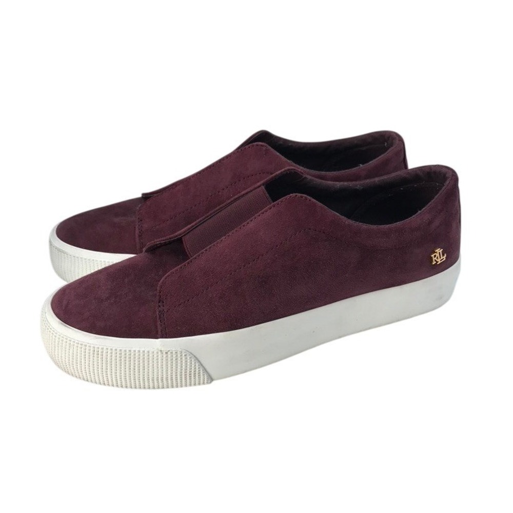 Lauren Ralph Lauren Burgundy Suede Slip On Sneakers Women's Size‎ 9.5